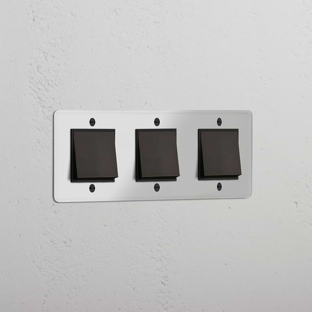 Dreifachrahmen mit Wippen – Durchsichtig + Bronze + Schwarz – Umfassendes Lichtmanagement