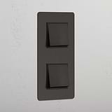 Effizienter vertikaler Doppel-Wippschalter – Bronze + Schwarz – mit 2 Positionen – Modernes Wohnaccessoire