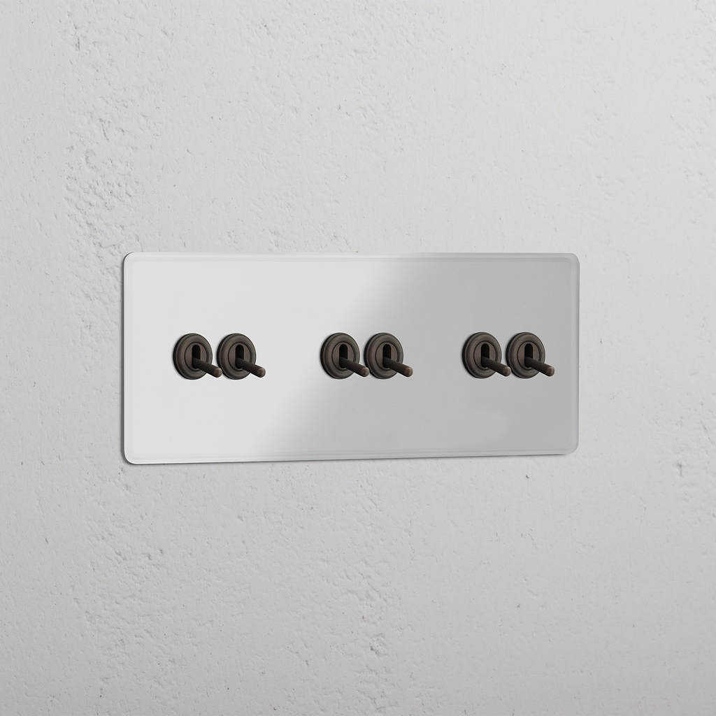 Dreifachrahmen mit 5 Kipphebeln – Durchsichtig + Bronze – Funktionales Lichtschaltsystem
