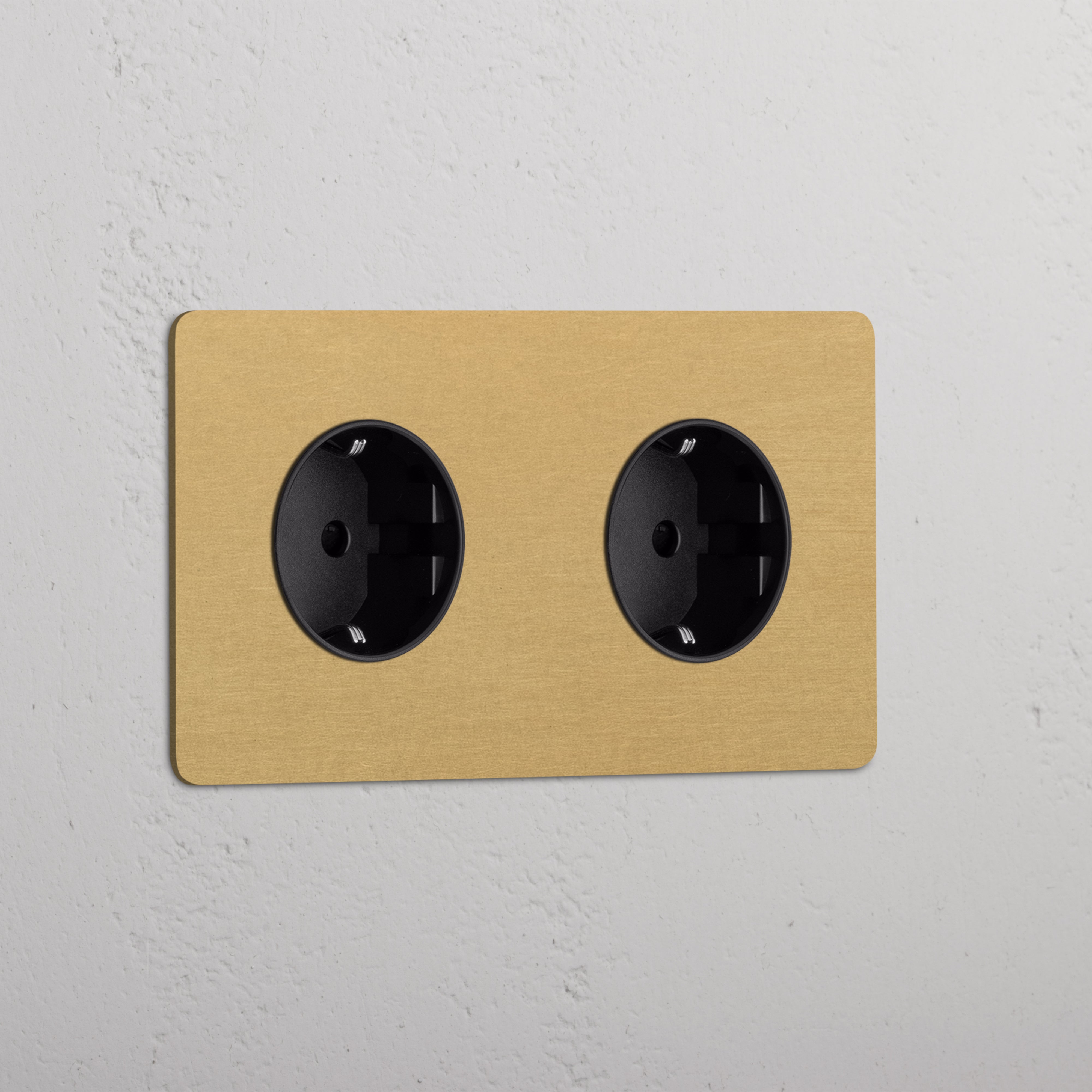 Double 2x Schuko Module - Antique Brass Black