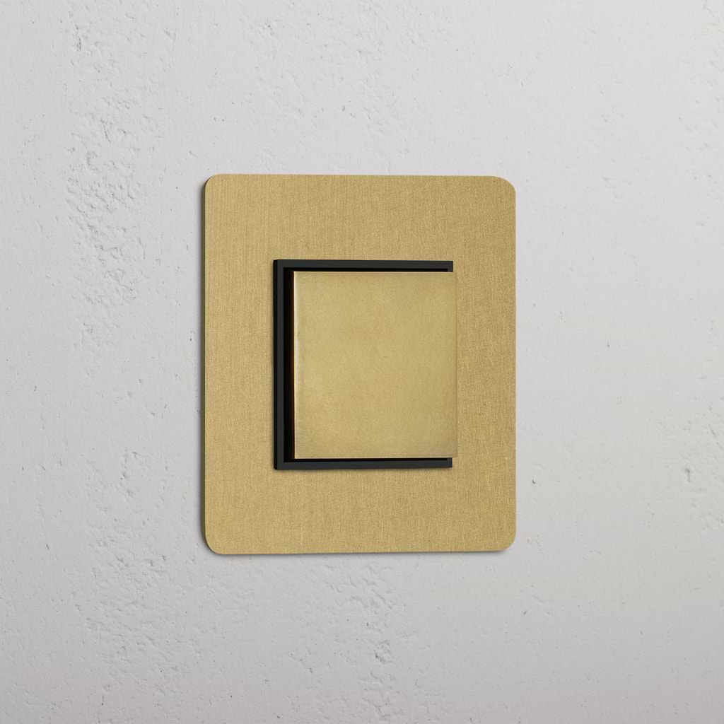 Wippschalter – Antikes Messing + Schwarz – Taster Aus-Position in der Mitte