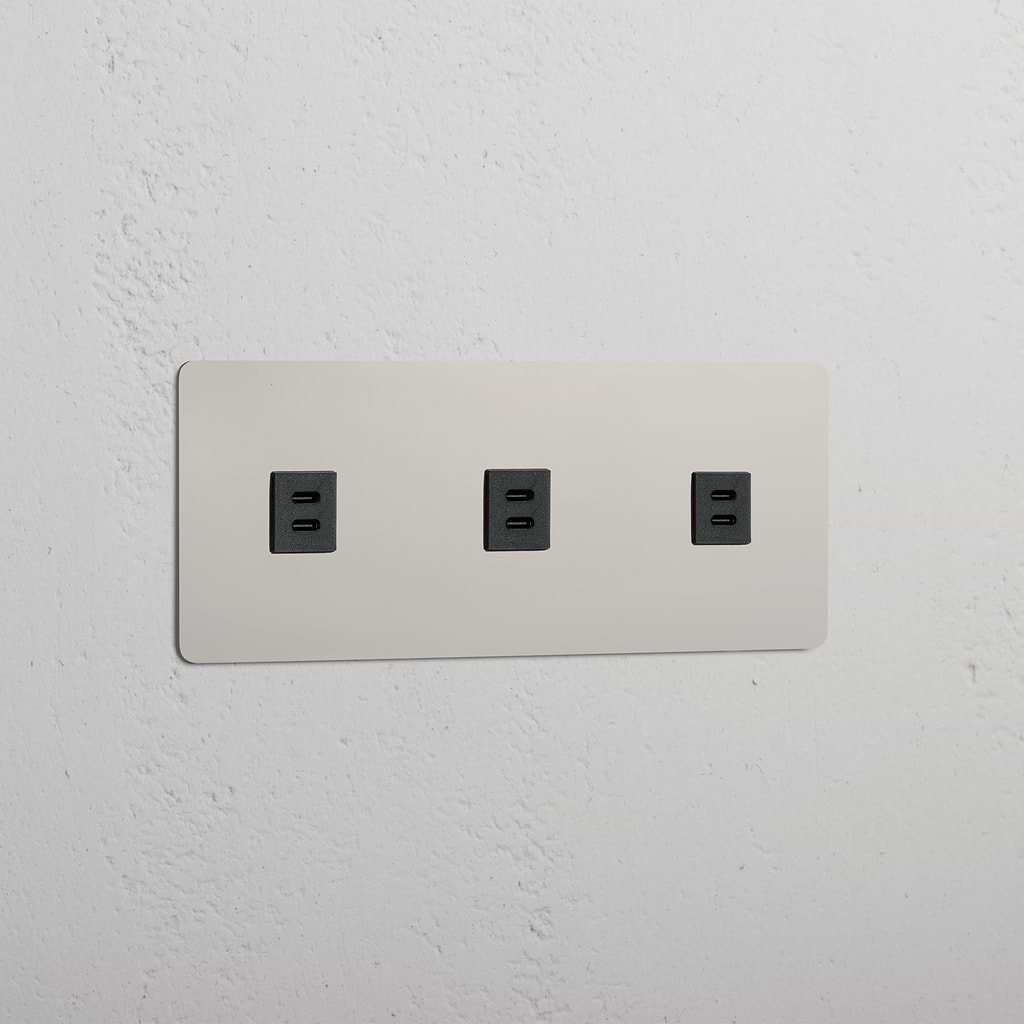 Hohe Ladegeschwindigkeit – Ladesteckdose mit hoher Kapazität: Nickel und Schwarz – 3x 3x USB-Modul