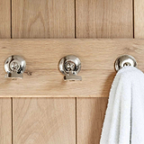 3X Polished Nickel Portland Hook on Wooden Door