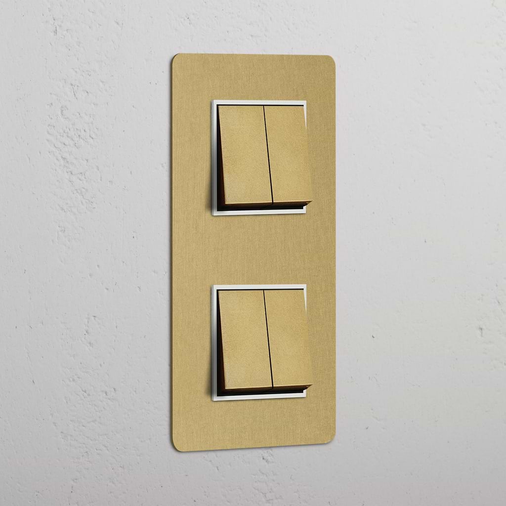 Doppelter vertikaler Wippschalter mit 4 Wippen – Antikes Messing + Weiß – modernes Design