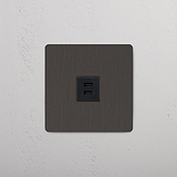 Schnelles Laden – USB-Modul mit 30 W – Bronze + Schwarz – auf weißem Hintergrund