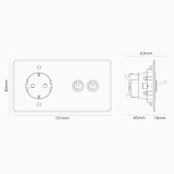 Kipphebel 2x & SchuKo-Modul in Zweifachrahmen rund – Durchsichtig Antikes Messing + Schwarz  
