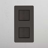Effizienter vertikaler Doppel-Wippschalter – Bronze + Schwarz – mit 2 Positionen – Modernes Wohnaccessoire