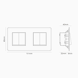 Doppelwippschalter 4x in Zweifachrahmen – Durchsichtig + Antikes Messing + Schwarz