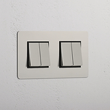 Vier-Wege-Wippschalter – Poliertes Nickel + Schwarz – Hohe Leistung –Vierfach-Lichtschalter