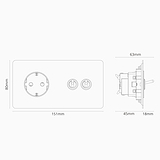 Kipphebel 2x & SchuKo-Modul 1x in Zweifachrahmen rund – Poliertes Nickel + Schwarz 