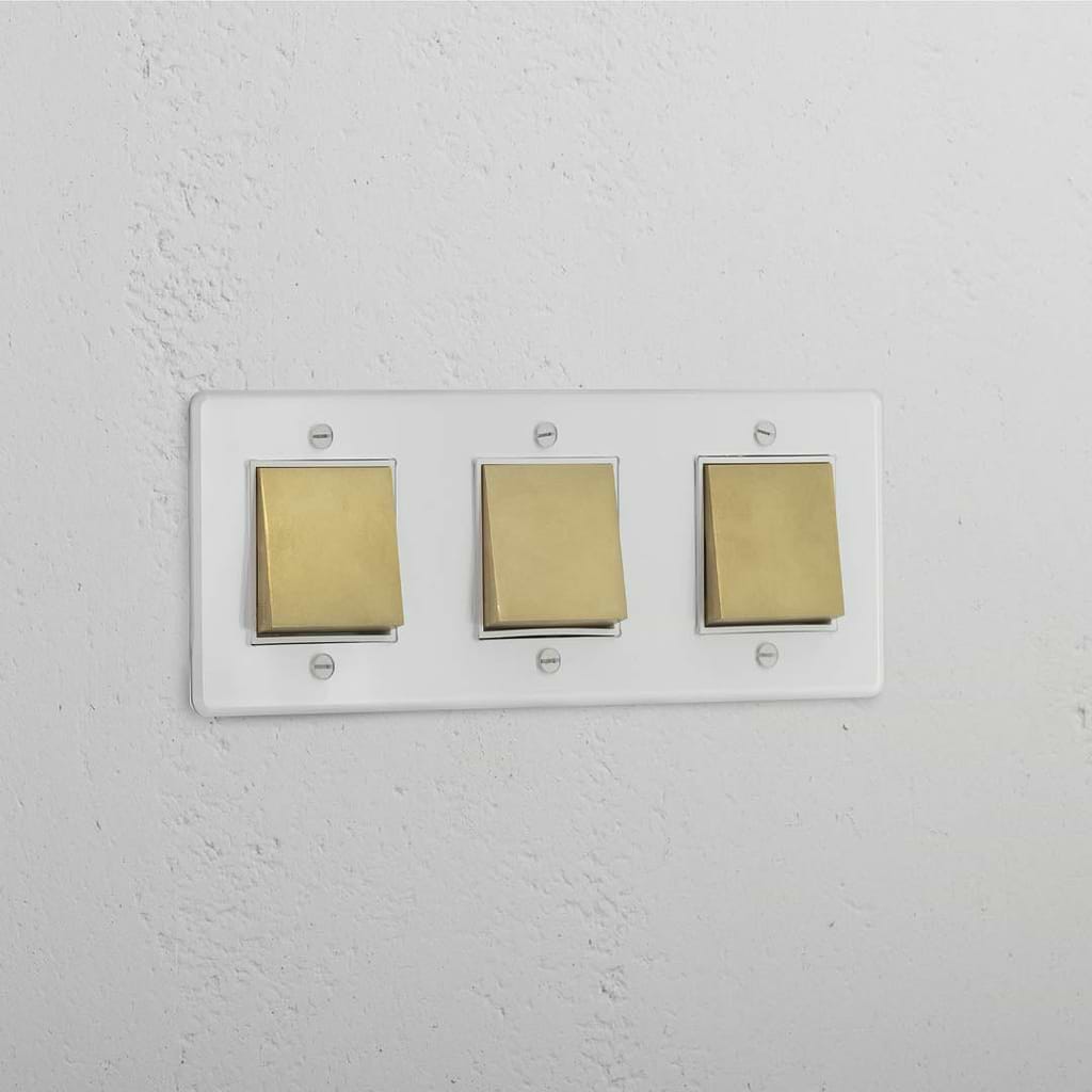 Dreifachrahmen mit Wippen – Durchsichtig + Antikes Messing + Weiß – Fortschrittliches Lichtsteuerungssystem