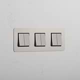 Super-Kapazitäts-Lichtsteuerungsschalter: Poliertes Nickel + Schwarz Dreifach-6x-Wippschalter
