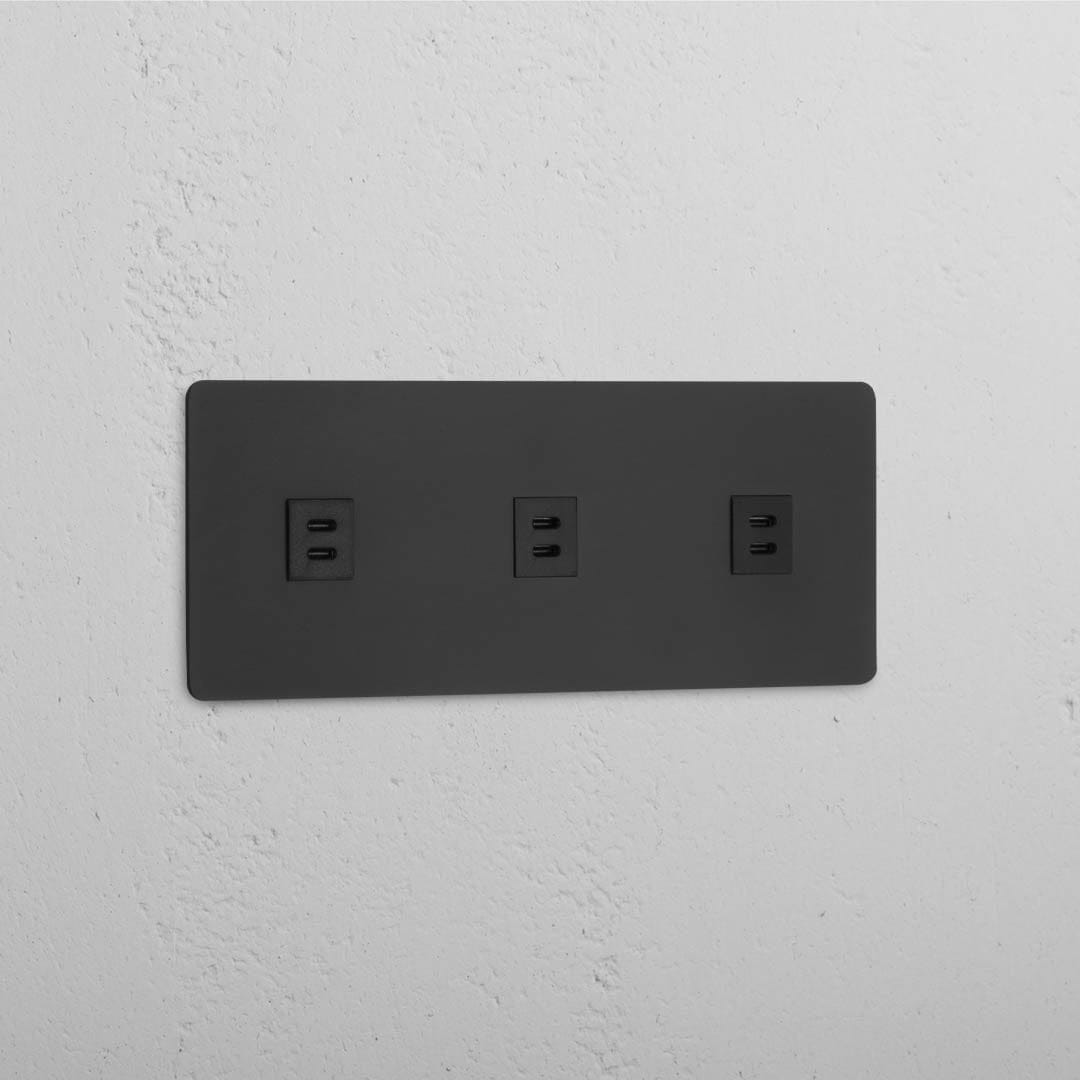 Effizientes Dreifach-Schuko-Modul – Bronze + Schwarz – unverzichtbar für modernes Strommanagement – Seitenansicht