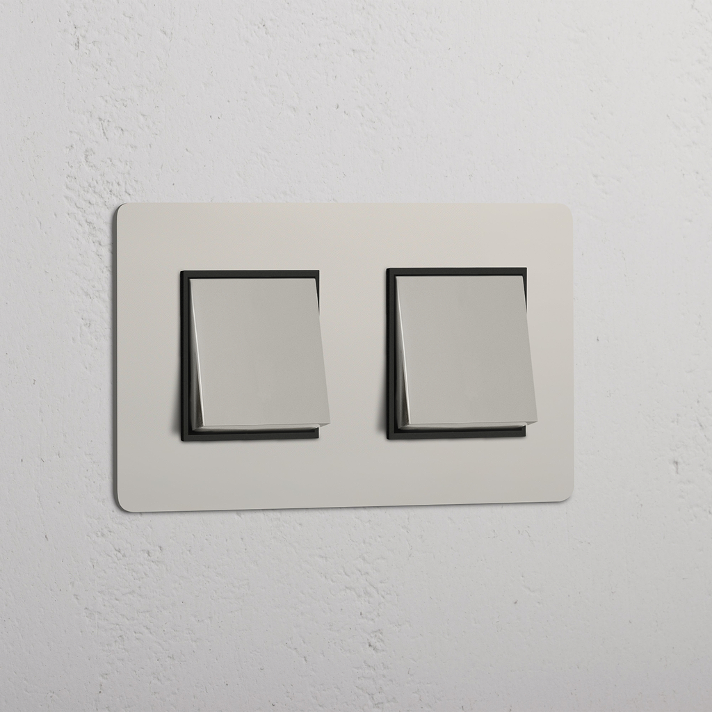 Doppel-Wippschalter – Poliertes Nickel + Schwarz – Zwei-Port-Control-Lichtschalter