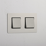Doppel-Wippschalter – Poliertes Nickel + Schwarz – Zwei-Port-Control-Lichtschalter
