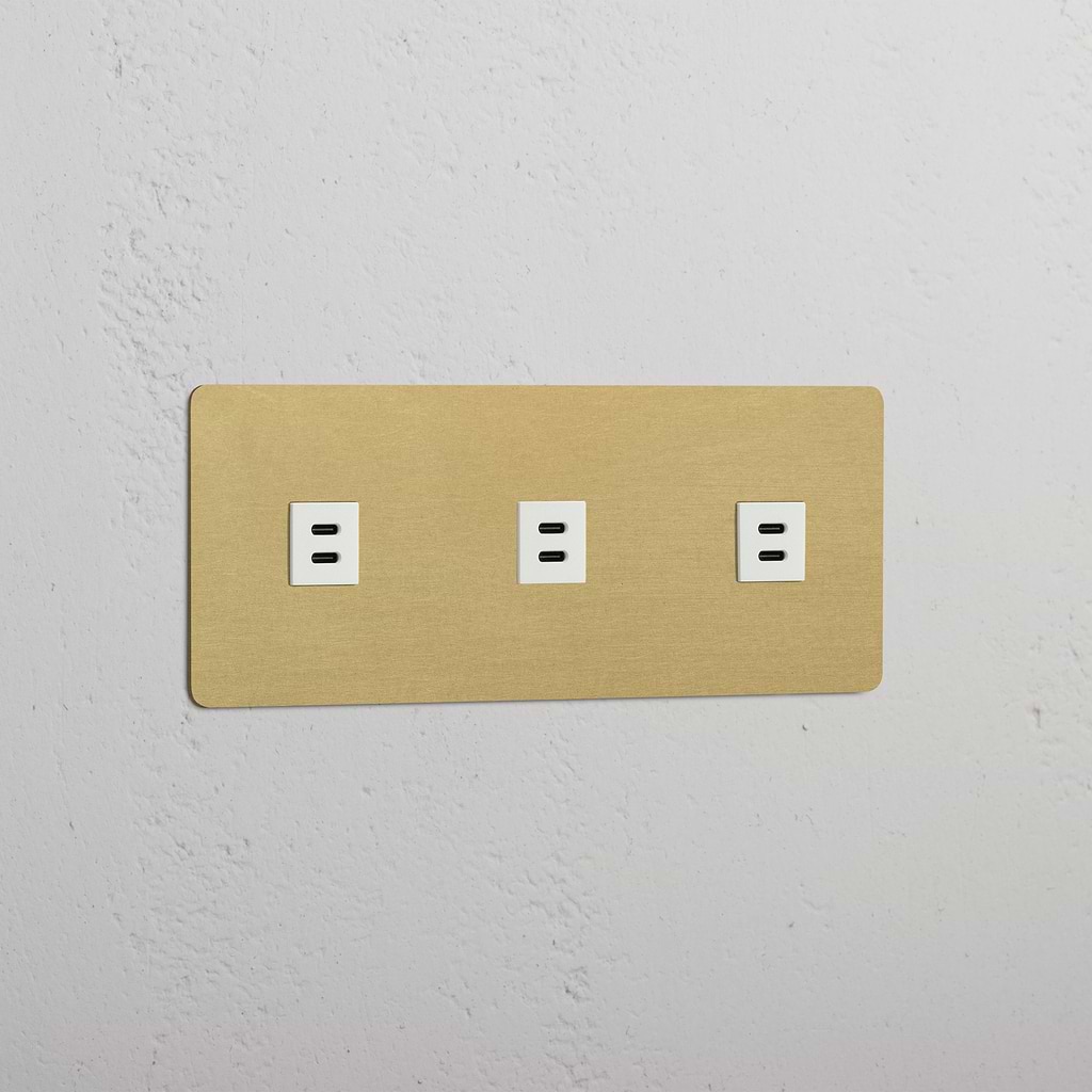 Dreifaches USB-Modul – Antikes Messing + Weiß – hohe Kapazität beim Aufladen