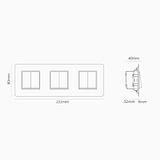 Doppelwippschalter 6x in Dreifachrahmen – Antikes Messing + Weiß