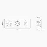 USB-C-Anschluss (30 W) 1x + SchuKo-Steckdoseneinsatz (Typ F) 2x in Dreifachrahmen – Durchsichtig + Schwarz