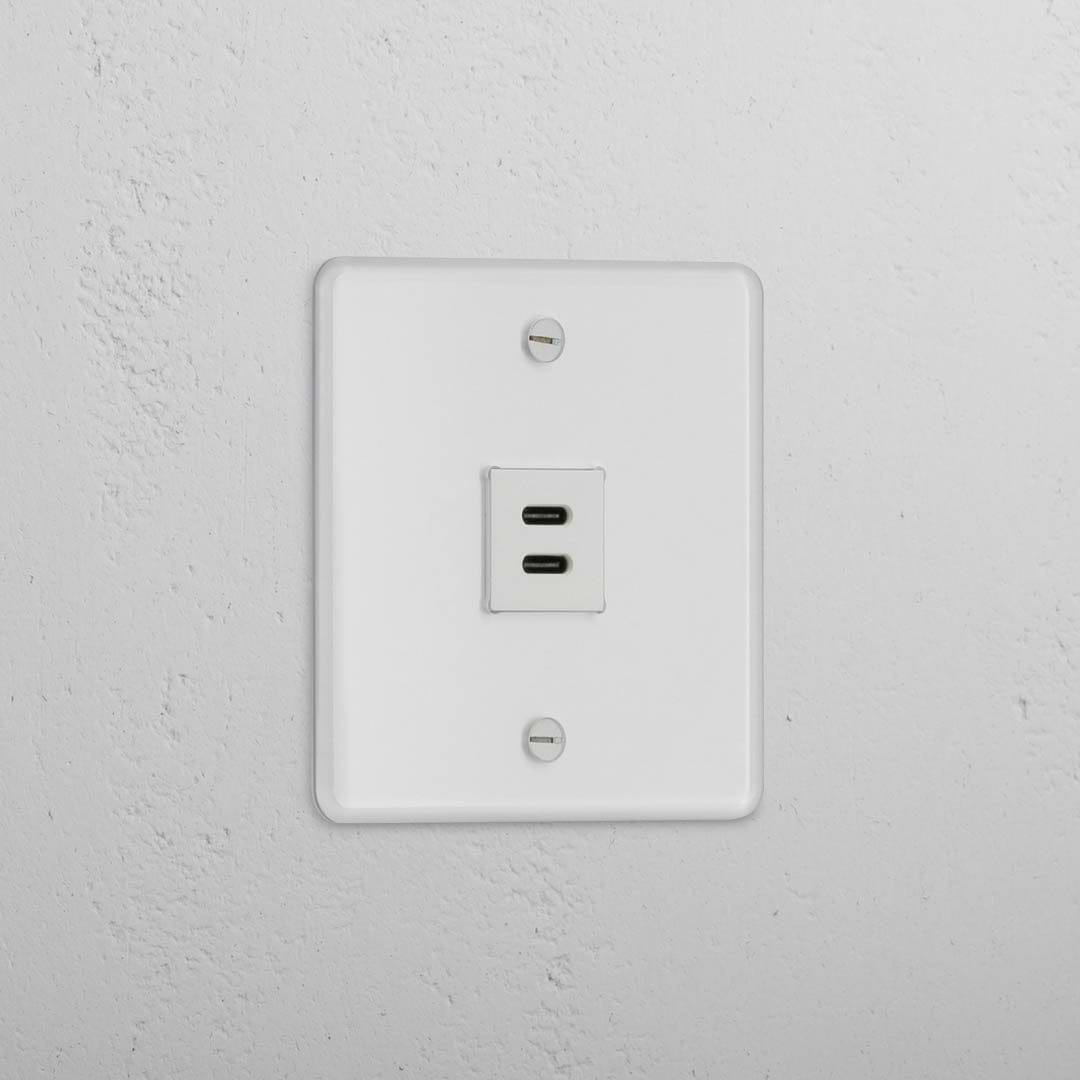 USB-C-Anschluss (30 W) 1x in Einfachrahmen – Durchsichtig + Weiß