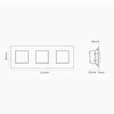 Wippschalter 3x in Dreifachrahmen – Durchsichtig + Antikes Messing + Weiß