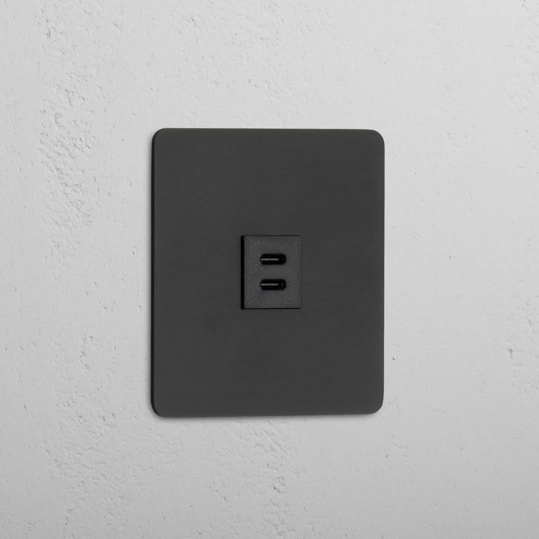 USB-C-Anschluss (30 W) 1x in Einfachrahmen – Bronze + Schwarz