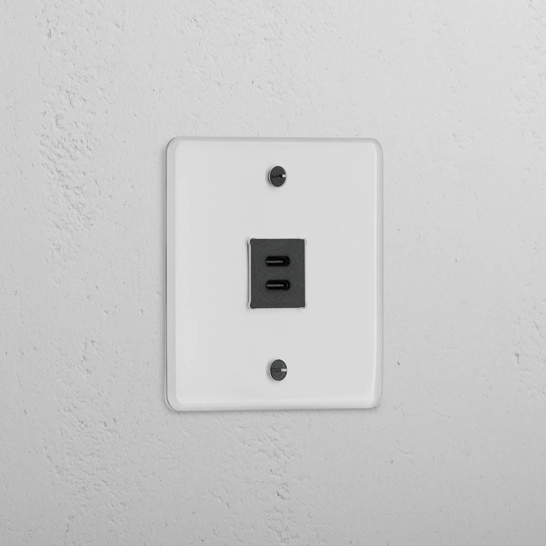 USB-C-Anschluss (30 W) 1x in Einfachrahmen – Durchsichtig + Schwarz