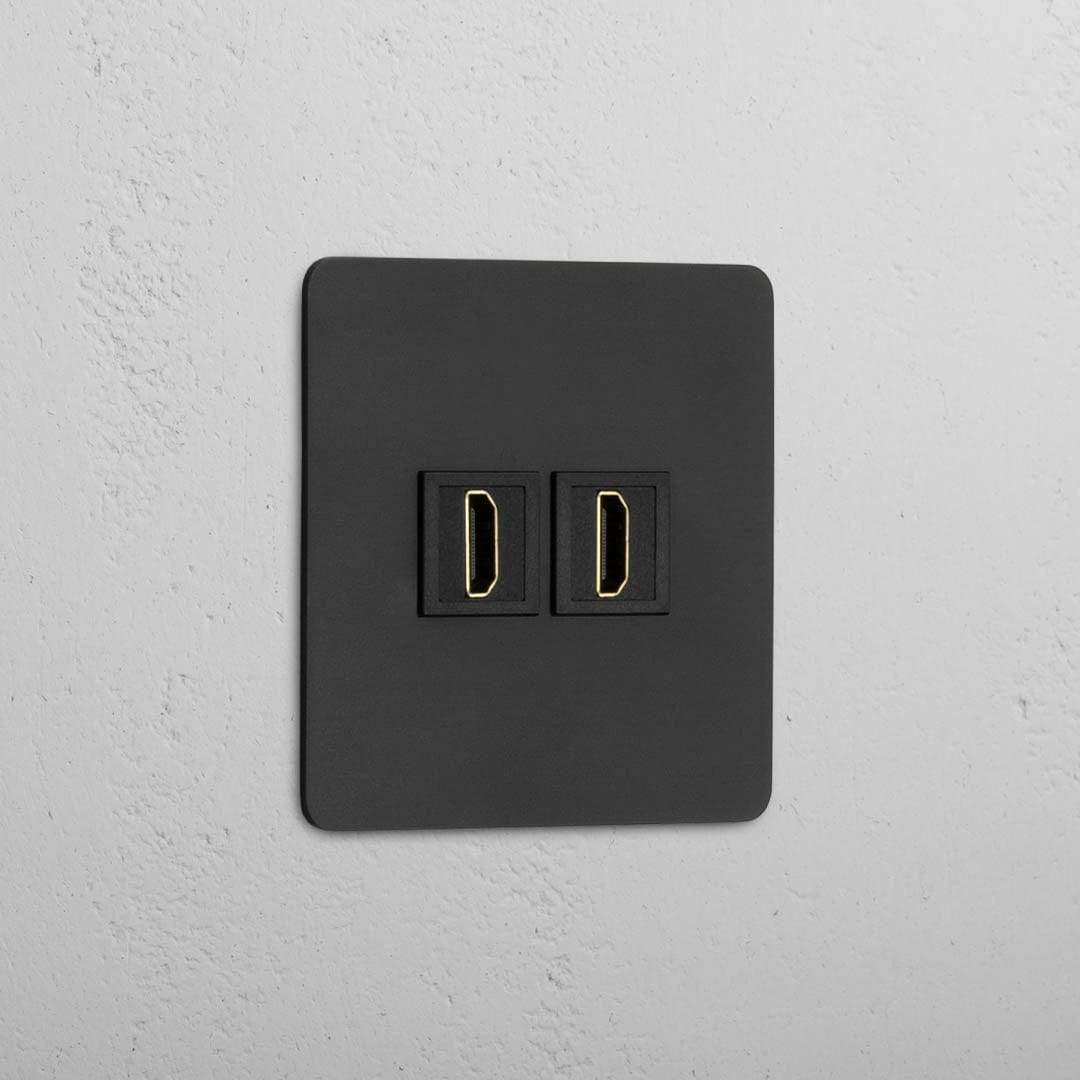HDMI-Anschluss 2x in Einfachrahmen – Bronze + Schwarz