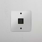 Enkele HDMI-module in doorzichtig zwart - High-Definition connectiviteitsoplossing op witte achtergrond