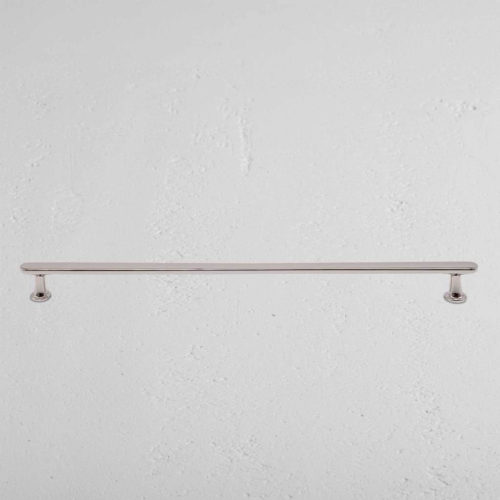 Polished Nickel Milliner Furniture Handle on White Background