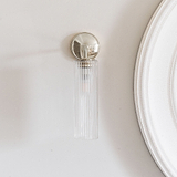 Mirrorside Polished Nickel Fixed Wall Light with Fluted Glass Shade