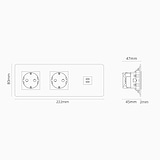 Drievoudige USB C 30W + 2x Schuko Module - Gepolijst Nikkel Zwart