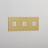 Drievoudige USB Module Antiek Messing Wit - Verhoogde Oplaadcapaciteit