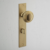 Poplar Lange Plaat Geveerde Deurknop & WC Slot - Antiek Messing