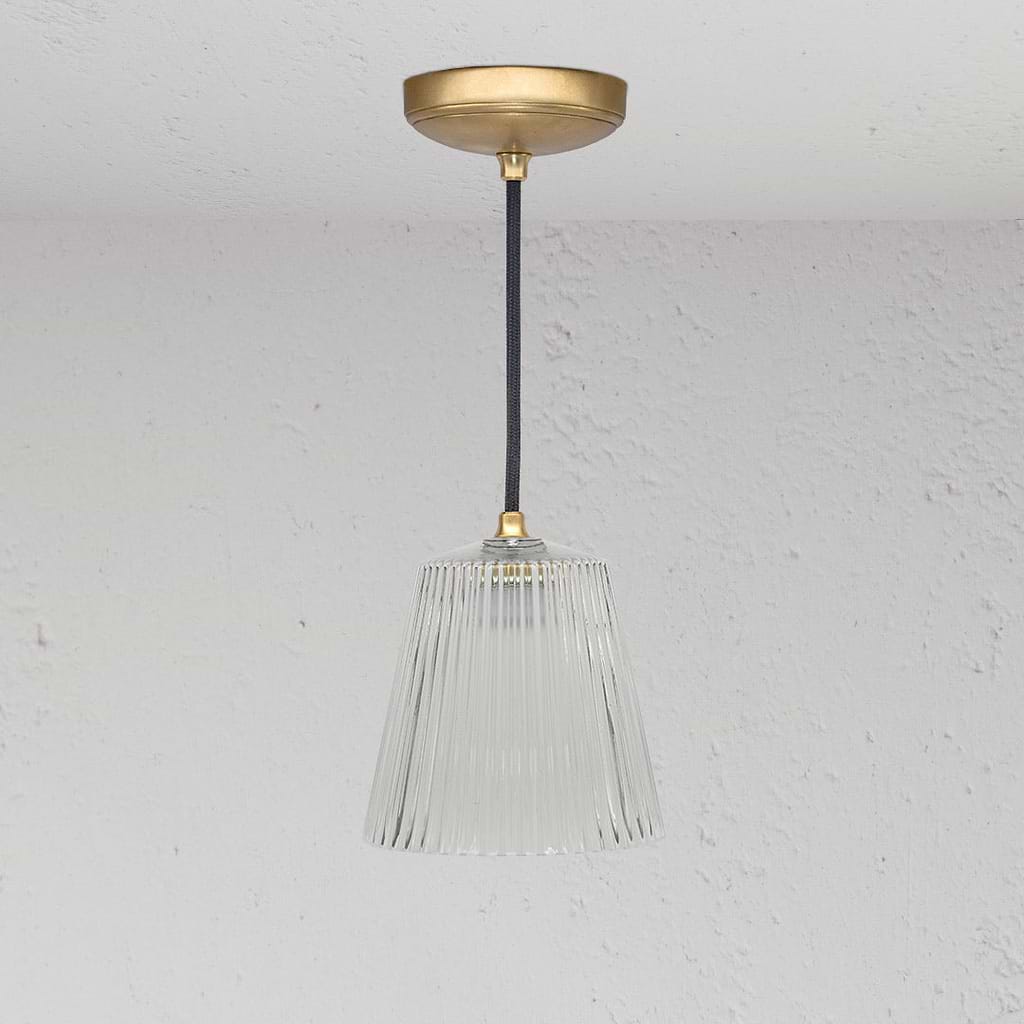 Richmond Medium Pendant Light Fluted Glass - Antique Brass