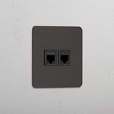 Efficiënte Enkele RJ45 Module in Brons Zwart met Dubbele Aansluitingen - Stabiele netwerkverbinding
