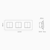 6x Wissel-Wipschakelaar (Drievoudige Afdekplaat) - Doorzichtig / Antiek Messing (Zwart Inzetstuk)