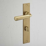 Digby Lange Plaat Verende Deurklink & WC Slot - Antiek Messing