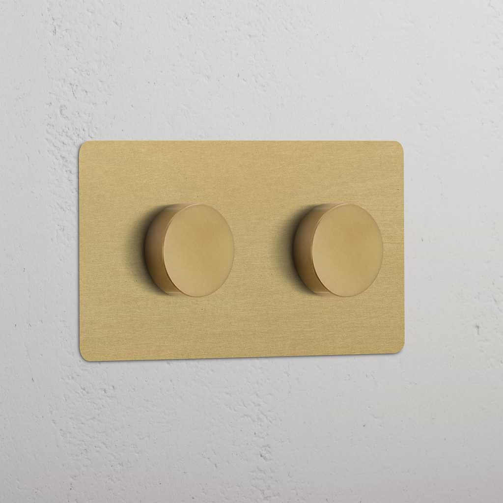 Geavanceerde Dubbele 2x Dimmer Schakelaar in Antiek Messing