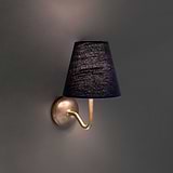 Antique Brass Wall Light with Basalt Grey Linen Shade on Grey Background