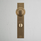 Poplar Lange Plaat Geveerde Deurknop & WC Slot - Antiek Messing