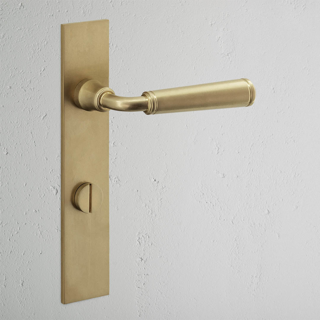 Digby Long Plate Sprung Door Handle & Thumbturn – Antique Brass