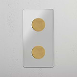 doorzichtige Antiek Messing dubbele verticale dimmer schakelaar - veelzijdige oplossing voor verlichtingsbediening op witte achtergrond