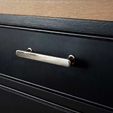 Polished Nickel Milliner Handle on Black Furniture