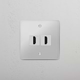 Doorzichtig Wit Dubbele Aansluiting HDMI-module - Betrouwbaar digitaal signaalaccessoire op witte achtergrond