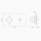 Tuimelschakelaar & Rond Schuko Type F Stopcontact (Dubbele Afdekplaat) - Doorzichtig Gepolijst Nikkel (Wit Inzetstuk)