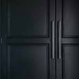 Polished Nickel Sycamore Furniture Handle on black Cupboards