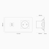 USB-C 30W Voedingsmodule & Rond Belgisch Type E Stopcontact (Dubbele Afdekplaat) - Gepolijst Nikkel (Wit Inzetstuk)