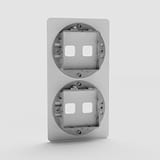 Compacte verticale dubbele Schakelaar plaat in doorzichtig voor verlichting - op witte achtergrond