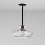 Brookfield Medium Hanglamp Geribbeld Glas - Brons