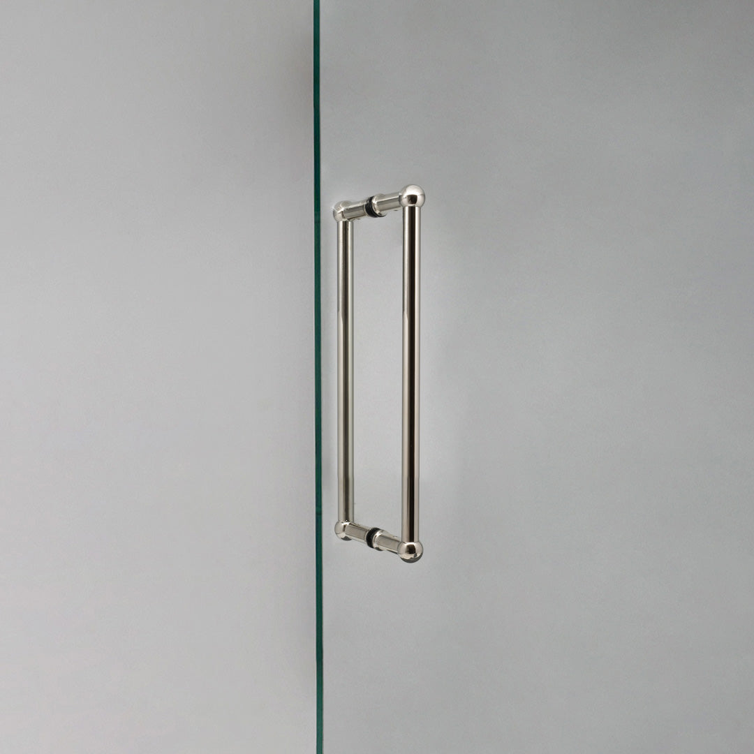 Polished Nickel Harper Double Pull Handle 320mm on White Background